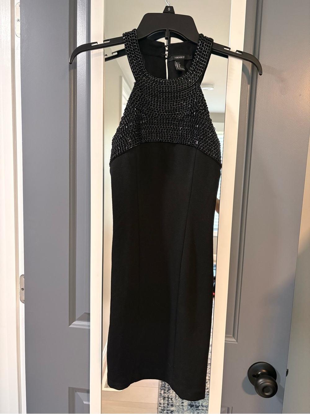 Forever 21 Black Beaded Halter Midi Dress